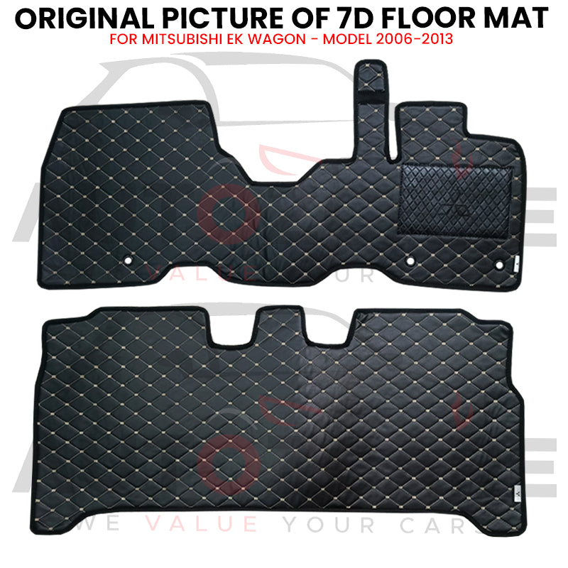 Mitsubishi EK Wagon 7D Floor Mat (Flat Style) 2PCS - Model 2006-2013