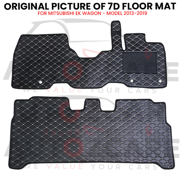 Mitsubishi EK Wagon 7D Floor Mat (Flat Style) 2PCS - Model 2013-2019