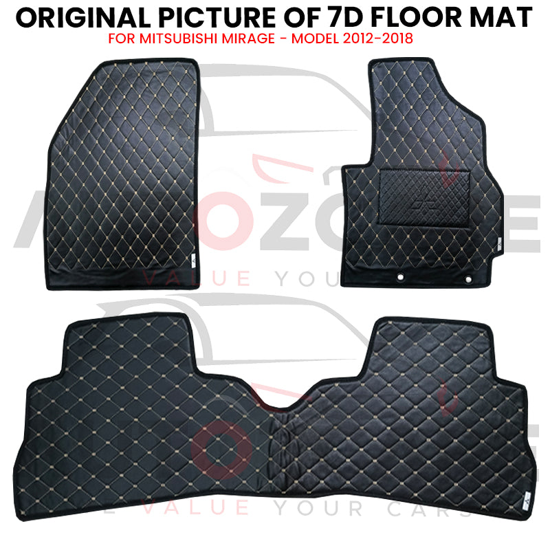 Mitsubishi Mirage 7D Floor Mat (Flat Style) 3PCS - Model 2012-2018