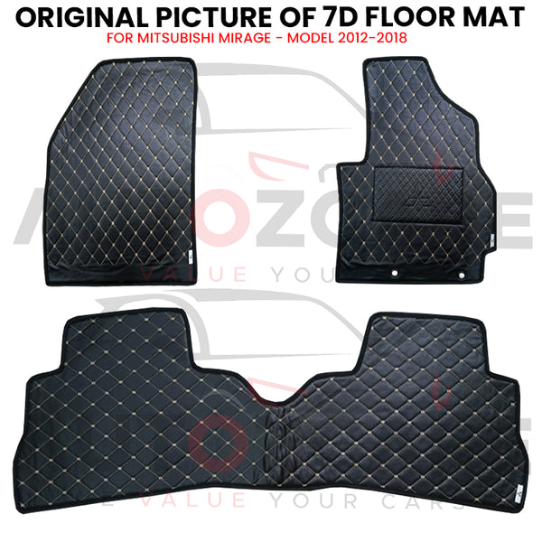 Mitsubishi Mirage 7D Floor Mat (Flat Style) 3PCS - Model 2012-2018