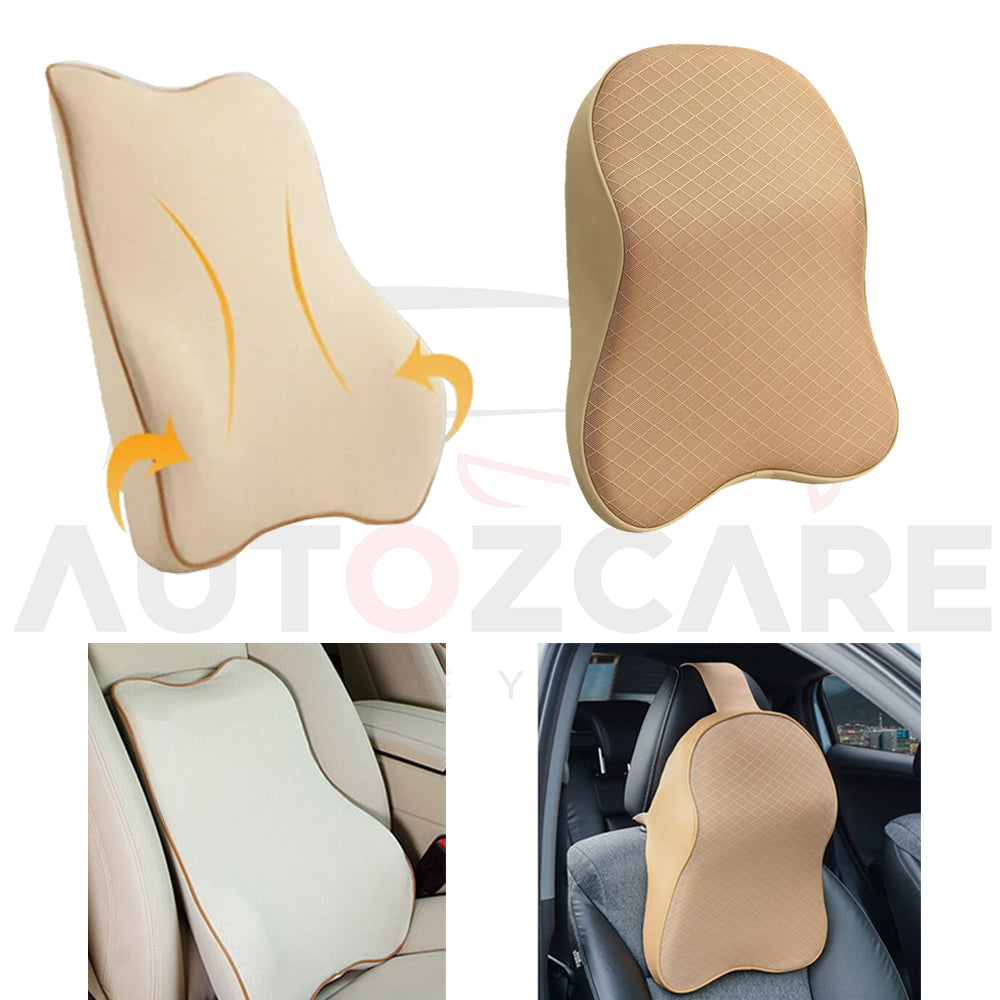 Universal Imported Leather Style Neckrest Backrest Mix Thread | Car Seat | Breathable Pillow Neck Support Cushion