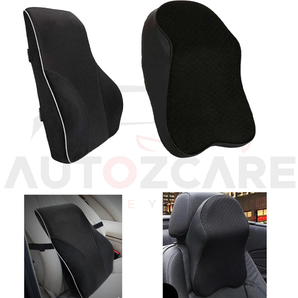 Universal Imported Leather Style Neckrest Backrest Mix Thread | Car Seat | Breathable Pillow Neck Support Cushion