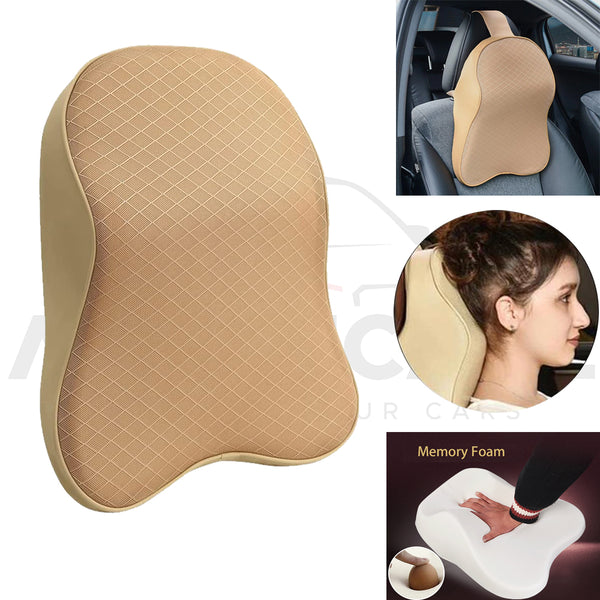 Universal Imported Leather Style Neckrest Backrest Mix Thread | Car Seat | Breathable Pillow Neck Support Cushion