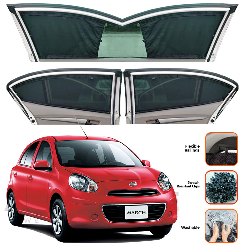 Nissan March Custom Car Sliding Curtains - Model 2002-2010