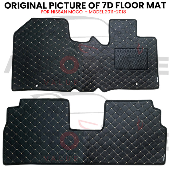 Nissan Moco 7D Floor Mats (Flat Style) 2PCS - Model 2011-2018