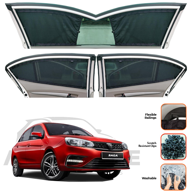Proton Saga Custom Car Sliding Curtains - Model 2021-2025