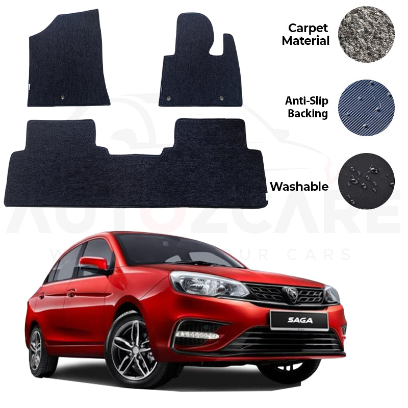 Proton Saga Fitting Carpet Floor Mat 3PCS - Model 2021-2024