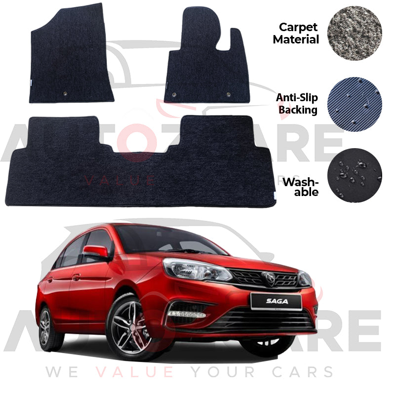 Proton Saga Fitting Carpet Floor Mat 3PCS - Model 2021-2025