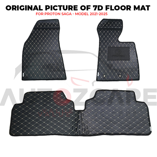 Proton Saga 7D Floor Mat ( Flat Style ) 3PCS - Model 2021-2025
