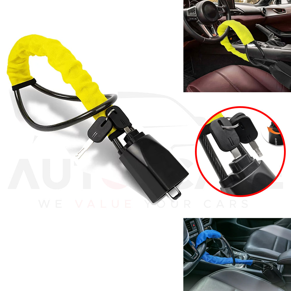 Car Steering Wheel and Seat Belt Lock – Compact Anti-Theft Security Device for Vehicles