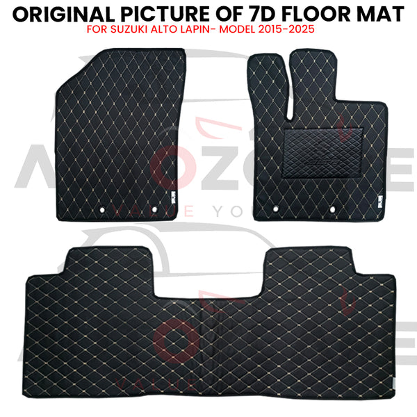 Suzuki Alto Lapin 7D Floor Mat (Flat Style) 3PCS - Model 2015-2025