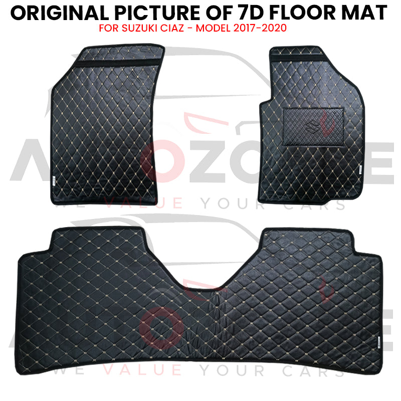 Suzuki Ciaz 7D Floor Mat (Flat Style) 3PCS - Model 2017-2020