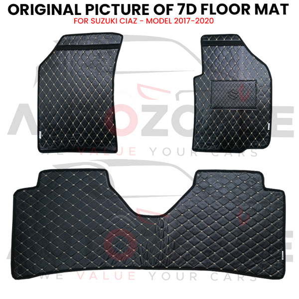 Suzuki Ciaz 7D Floor Mat (Flat Style) 3PCS - Model 2017-2020