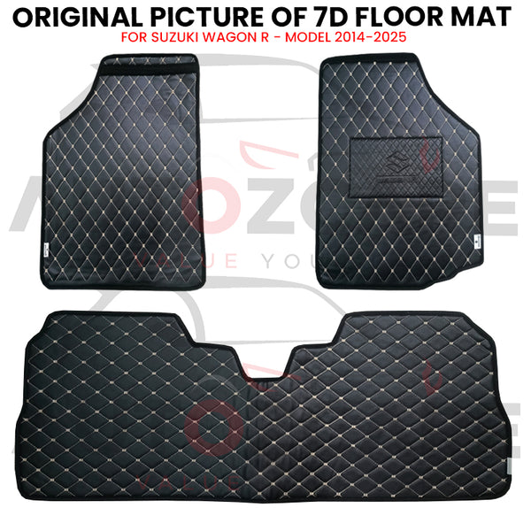 Suzuki Wagon R 7D Floor Mat (Flat Style) 3PCS - Model 2014-2025