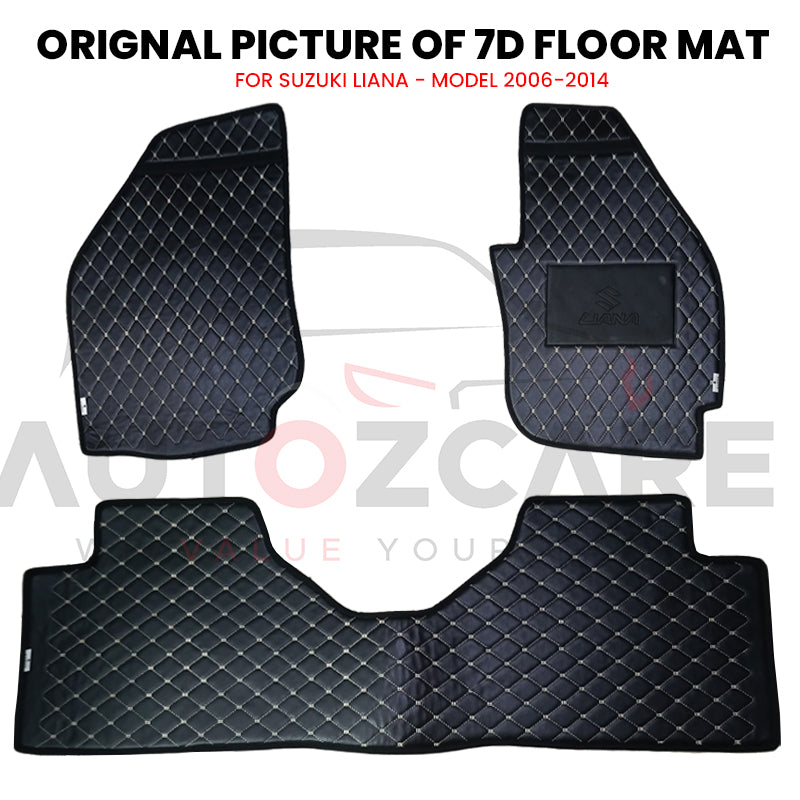 Suzuki Liana Floor Mats ( Flat Style ) - Model 2006-2014 Liana Best Floor Mats | Liana 7D | Liana Mat | Mix Thread