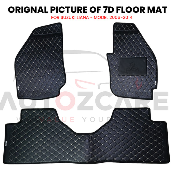 Suzuki Liana Floor Mats ( Flat Style ) - Model 2006-2014 Liana Best Floor Mats | Liana 7D | Liana Mat | Mix Thread