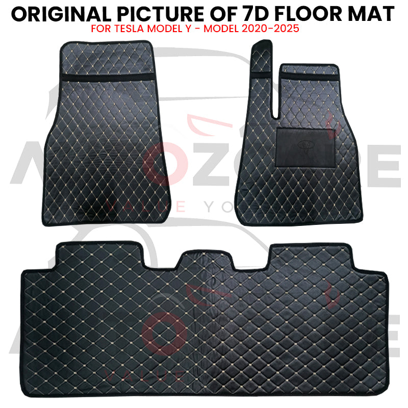 Tesla Model Y 7D Floor Mat (Flat Style) 3PCS - Model 2020-2025