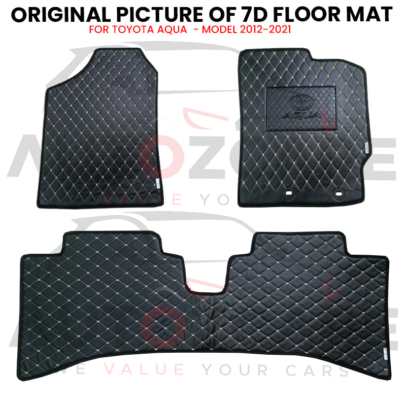 Toyota Aqua 7D Floor Mat (Flat Style) 3PCS - Model 2012-2021