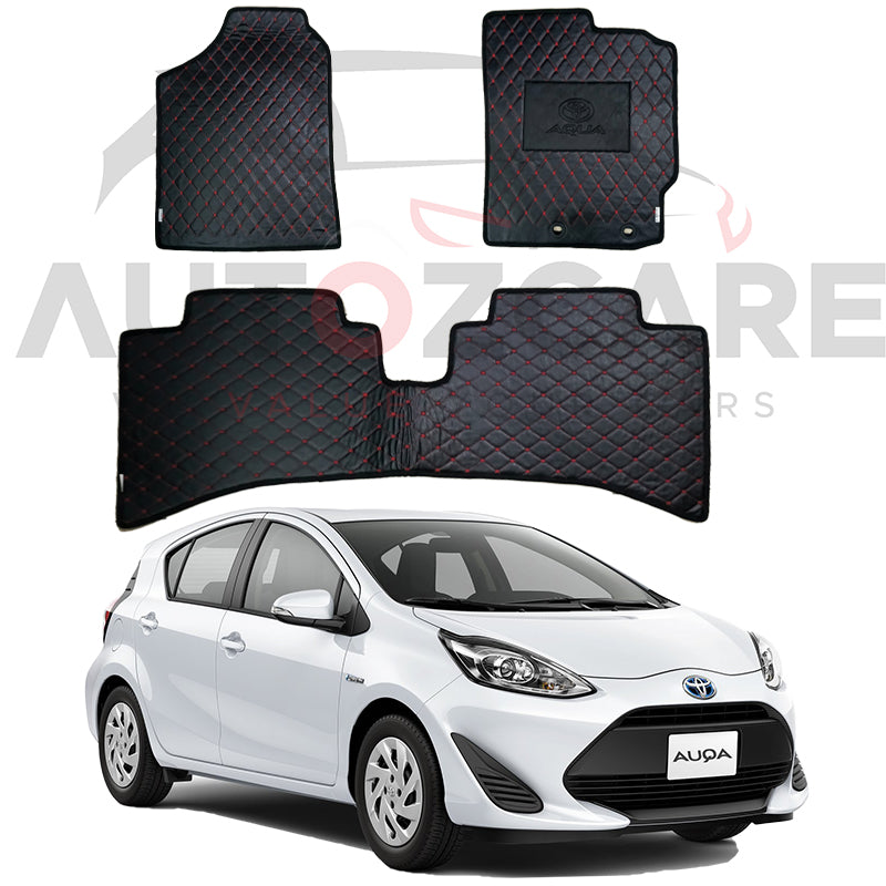 Toyota Auqa 7D Floor Mat ( Flat Style ) - Model 2012-2021 Aqua Best Floor mats | Aqua 7D | Aqua Mat | Mix Thread