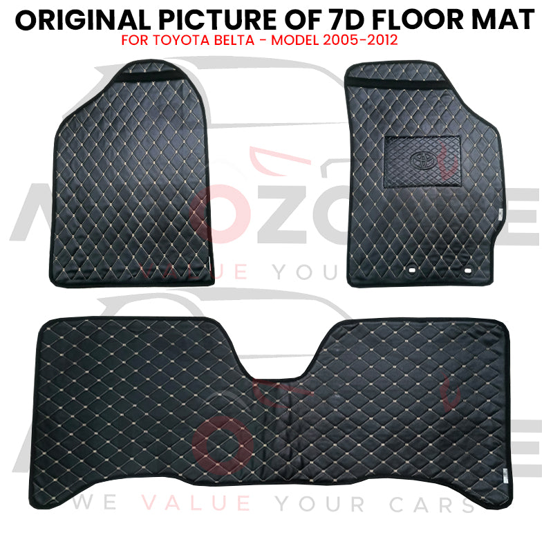 Toyota Belta 7D Floor Mat (Flat Style) 3PCS - Model 2005-2012