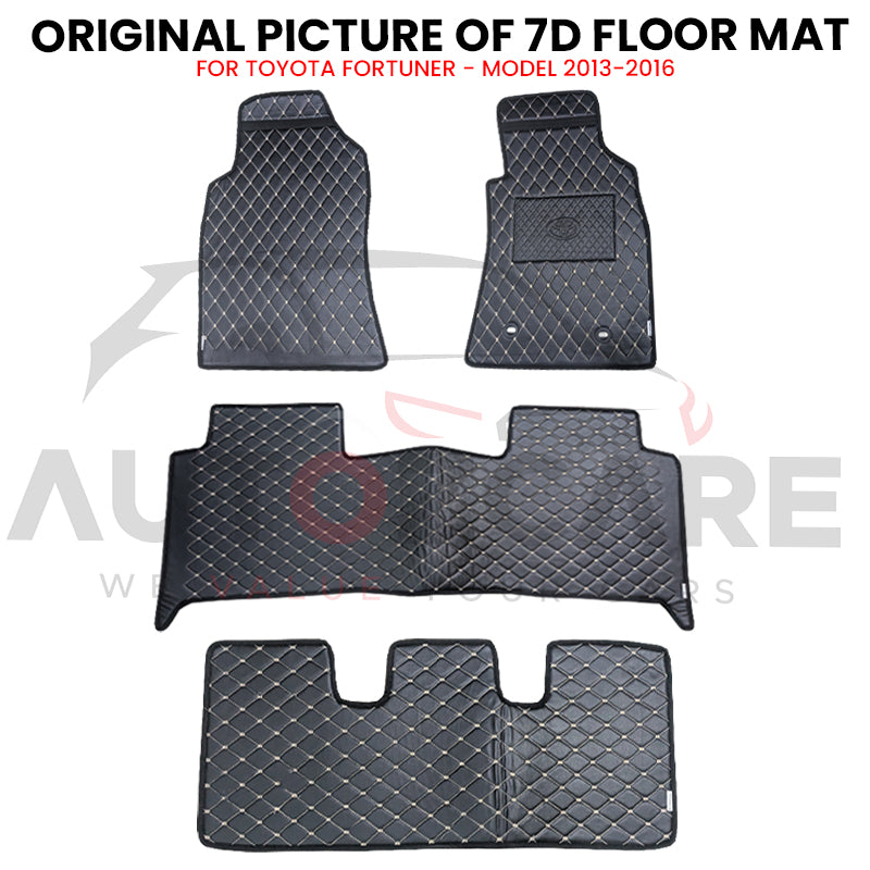 Toyota Fortuner 7D Floor Mat ( Flat Style ) 4PCS - Model 2013-2016