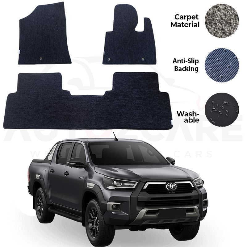 Toyota Hilux Vigo / Revo / Rocco Genuine Fitting Carpet Floor Mat 3PCS - Model 2016-2024