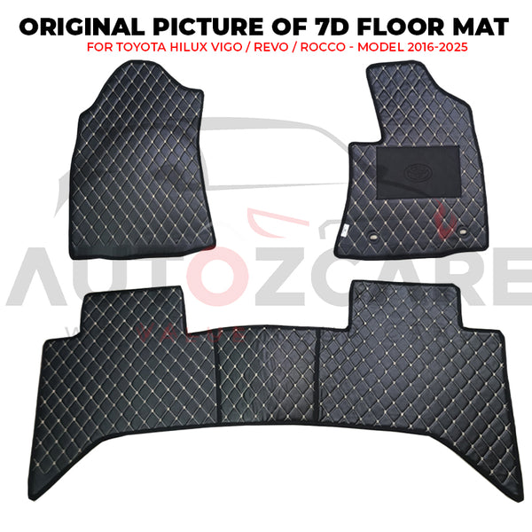 Toyota Hilux Vigo / Revo / Rocco 7D Floor Mat ( Flat Style ) - Model 2016-2025