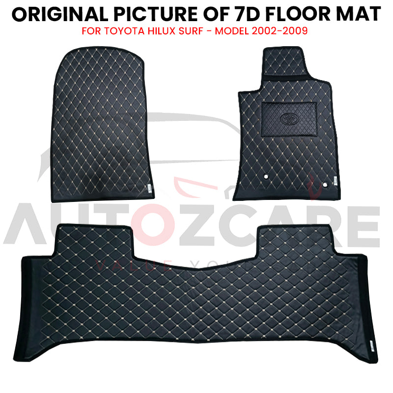 Toyota Hilux Surf 7D Floor Mat (Flat Style) 3PCS - Model 2002-2009
