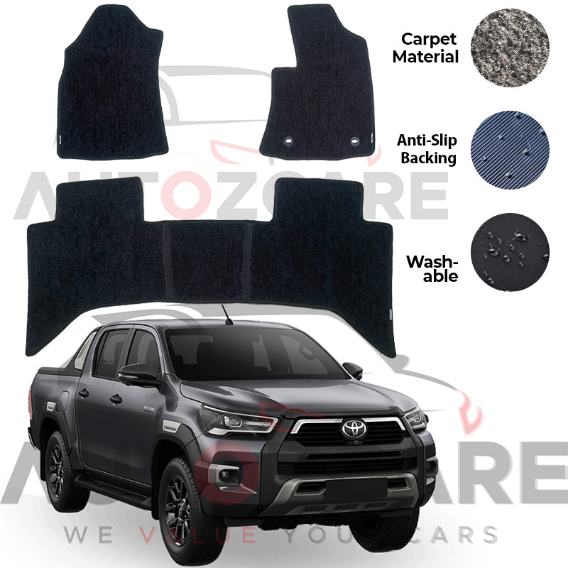 Toyota Hilux Vigo / Revo / Rocco Genuine Fitting Carpet Floor Mat 3PCS - Model 2016-2025