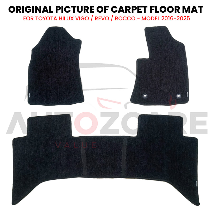 Toyota Hilux Vigo / Revo / Rocco Genuine Fitting Carpet Floor Mat 3PCS - Model 2016-2025