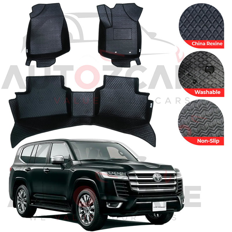 Toyota Land Cruiser LC300 China Rexine Floor Mat (Tray Style) 3PCS - Model 2022-2024