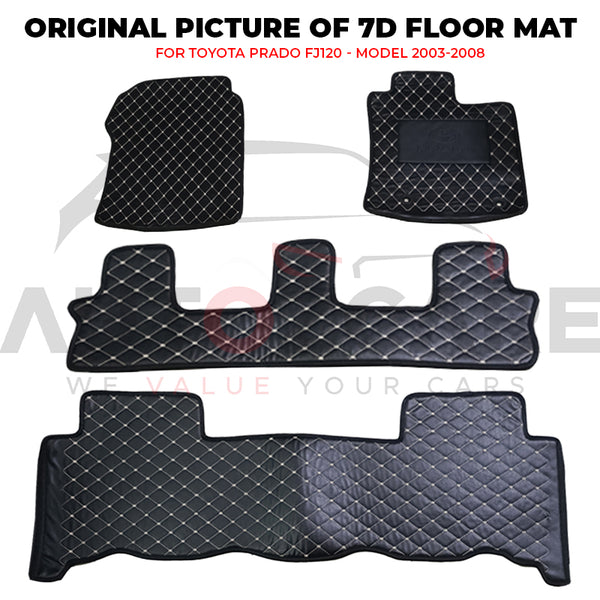 Toyota Prado FJ120 7D Floor Mat ( Flat Style ) 4PCS - Model 2003-2008