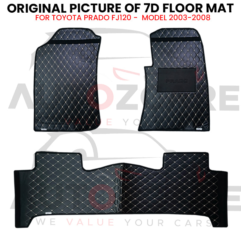 Toyota Prado FJ120 7D Floor Mat (Flat Style) 3PCS - Model 2003-2008