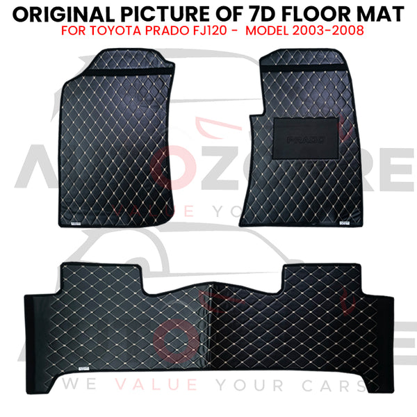 Toyota Prado FJ120 7D Floor Mat (Flat Style) 3PCS - Model 2003-2008