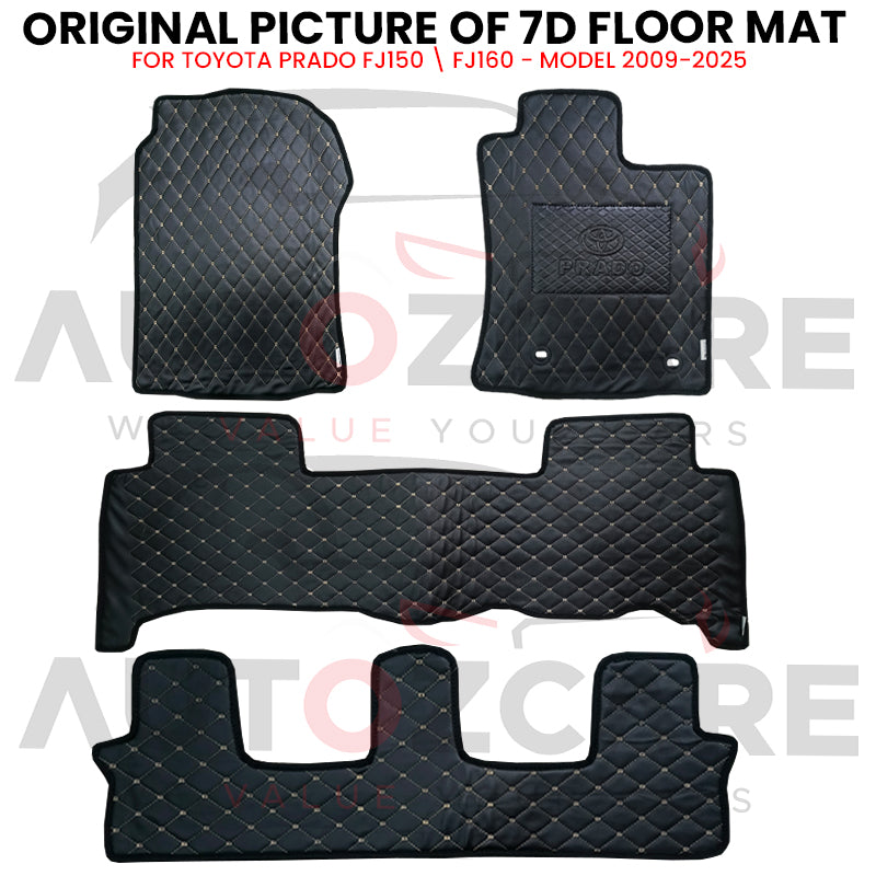 Toyota Prado FJ150 \ FJ160 7D Floor Mat (Flat Style) 4PCS - Model 2009-2025