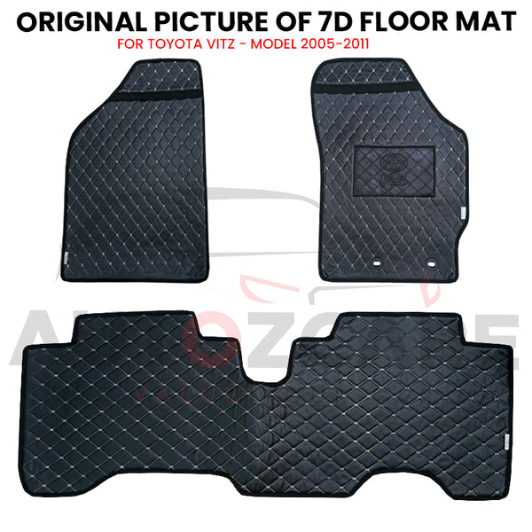 Toyota Vitz 7D Floor Mat ( Flat Style ) - Model 2005-2011