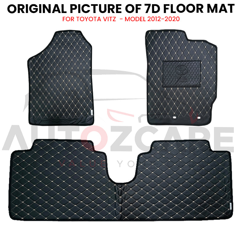 Toyota Vitz 7D Floor Mat ( Flat Style ) 3PCS - Model 2012-2020