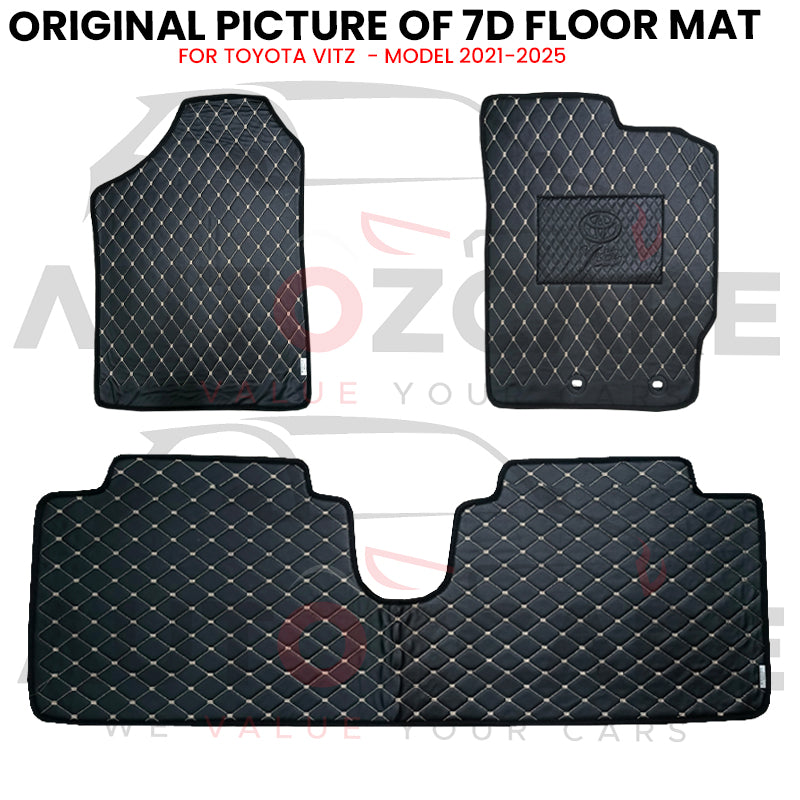 Toyota Vitz 7D Floor Mat (Flat Style) 3PCS - Model 2021-2025