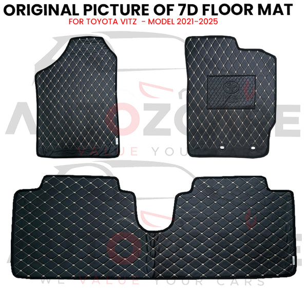 Toyota Vitz 7D Floor Mat (Flat Style) 3PCS - Model 2021-2025