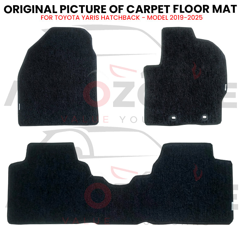 Toyota Yaris Hatchback Genuine Fitting Carpet Floor Mat 3PCS - Model 2019-2025