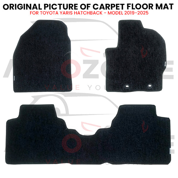Toyota Yaris Hatchback Genuine Fitting Carpet Floor Mat 3PCS - Model 2019-2025