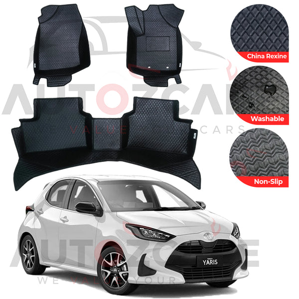 Toyota Yaris Hatchback China Rexine Floor Mat (Tray Style) 3PCS - Model 2019-2025