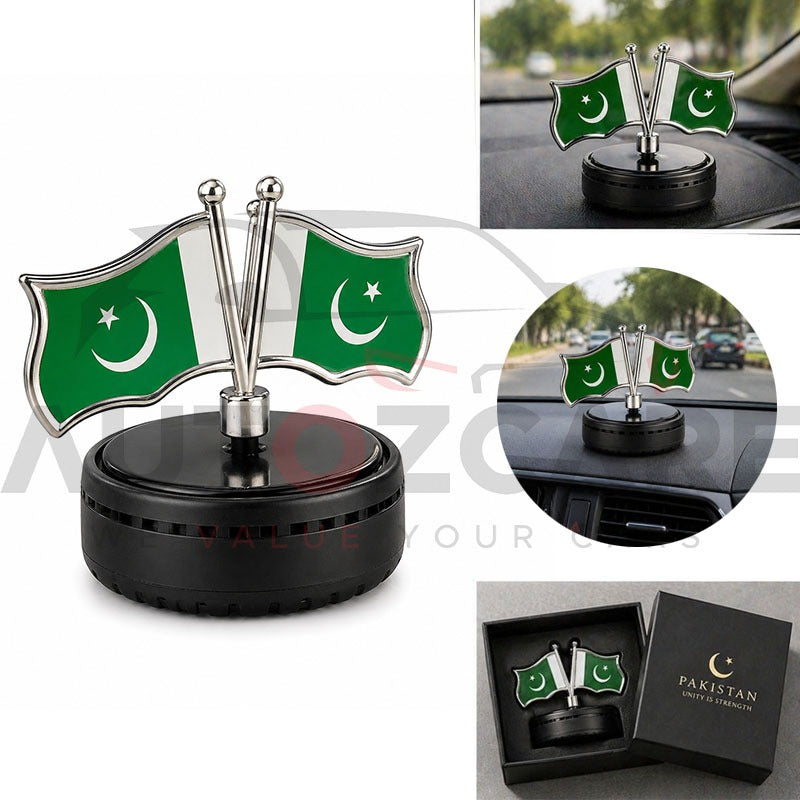 Premium Dual Pakistani Flag Dashboard Air Freshener Ornament