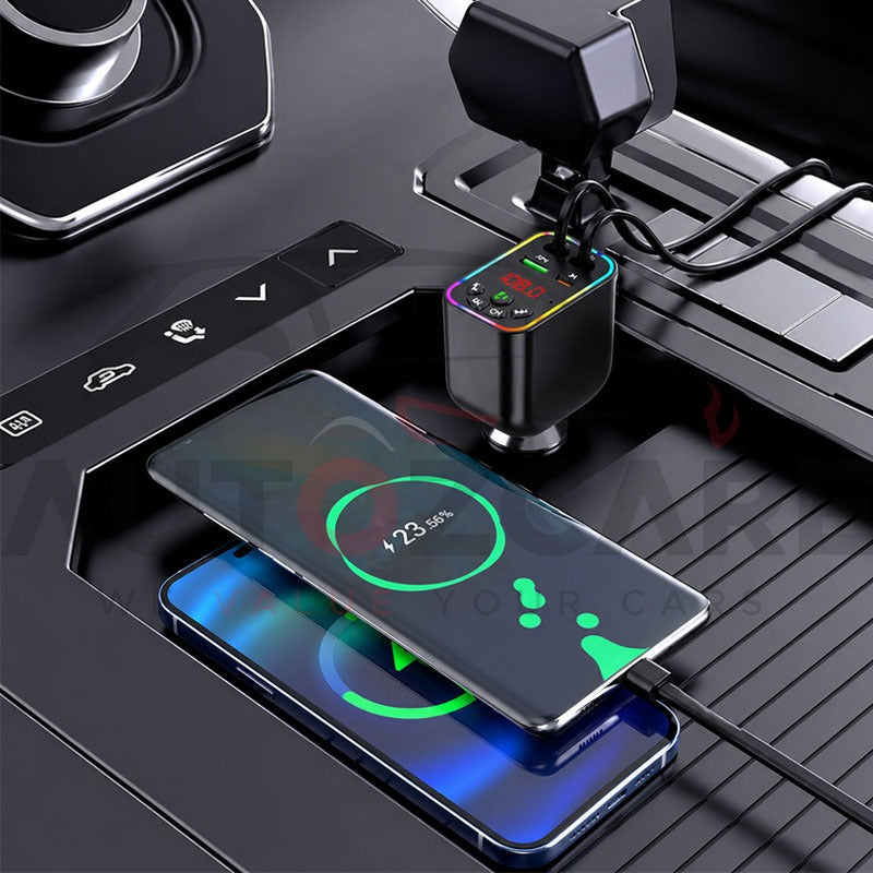 CAR-Y5 Super Fast Bluetooth Car Charger (4-in-1 with Retractable Cables)