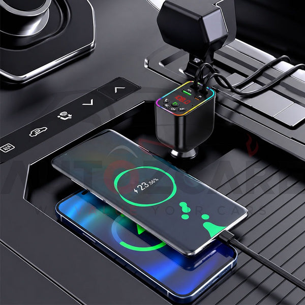 CAR-Y5 Super Fast Bluetooth Car Charger (4-in-1 with Retractable Cables)