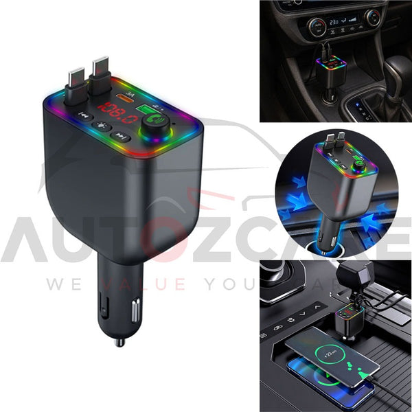 CAR-Y5 Super Fast Bluetooth Car Charger (4-in-1 with Retractable Cables)