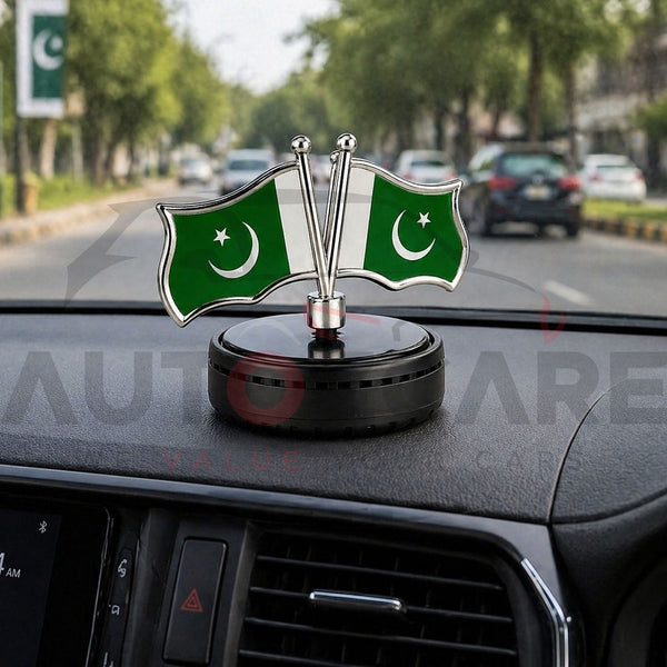 Premium Dual Pakistani Flag Dashboard Air Freshener Ornament