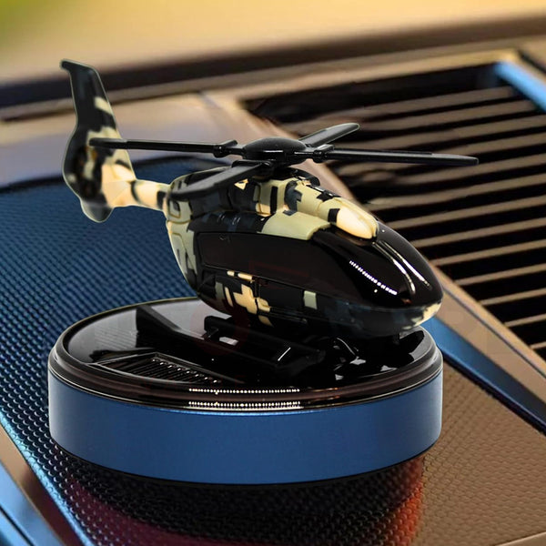 Solar Car Air Freshener Auto Rotating Helicopter | Car Perfume series Diffuser/Dispenser Auto Rotation Fan | For Car Dashboard with liquid Perfume
