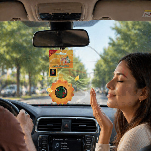 Fresh Fruit Lemon Scent Car Air Freshener – Long-Lasting Hanging Fragrance (Sunburst Design)