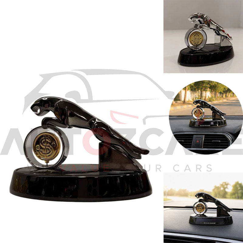 Luxury Solar-Powered Panther Dashboard Air Freshener with Rotating Fragrance Diffuser